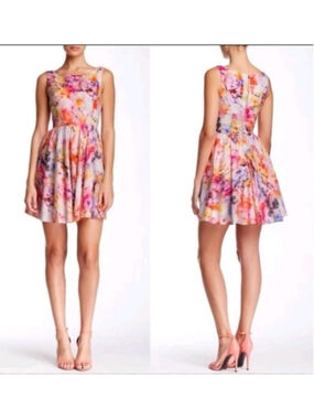 Betsey Johnson Colorful Watercolor Tie Dye Flare Swing Dress Size 10 NWT